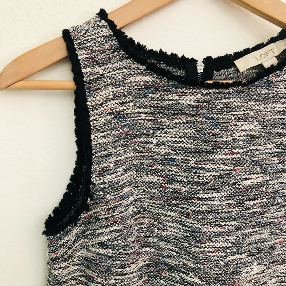 LOFT Sleeveless Tweed Boucle’ Fringed Shift Dress - Picture 7 of 16